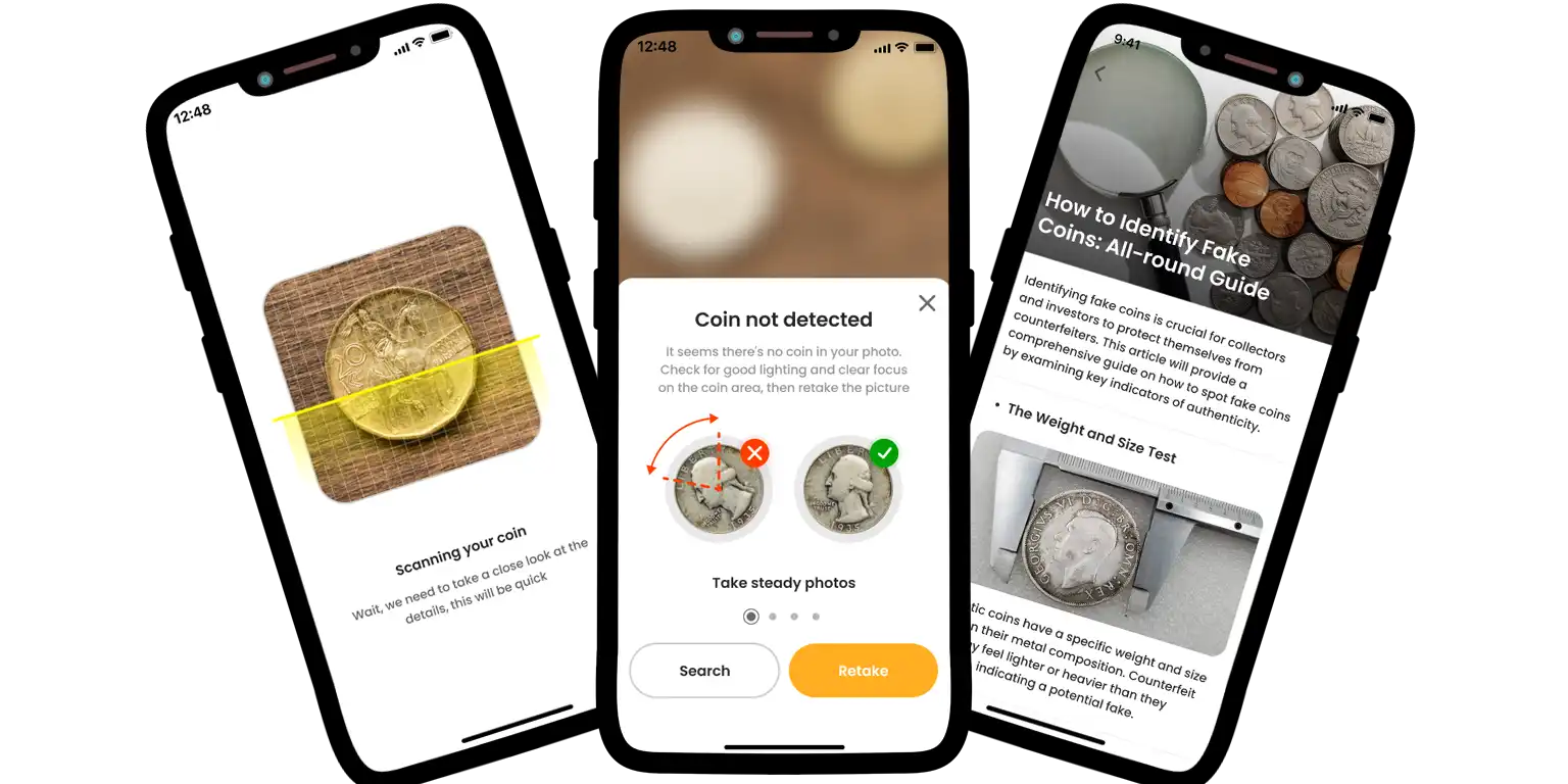 A screen from the Coin ID Scanner app.